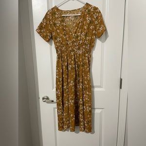 Mustard yellow floral dress